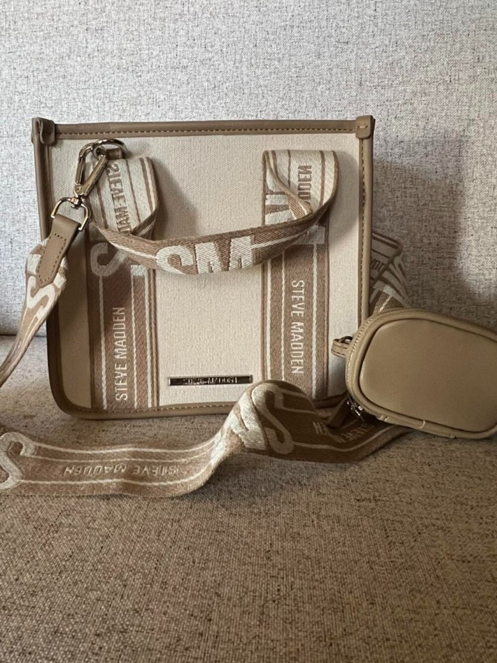 Steve Madden Bwebber Canvas Satchel Cream/Tan